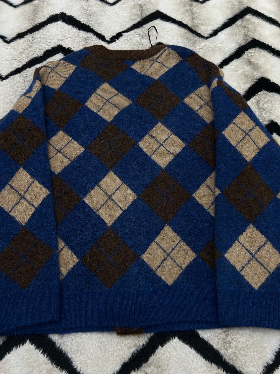 [XS]쥬시쥬디 오버핏 아가일 알파카 울 가디건 상품이미지3