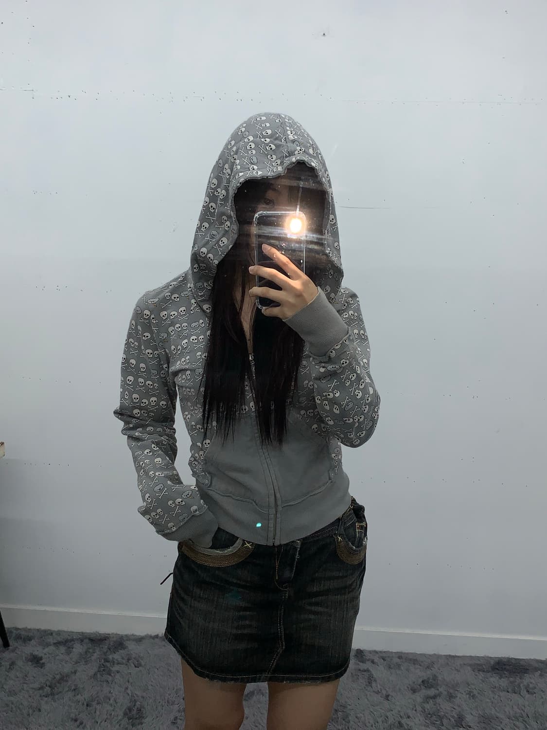 해골 크롭 후드집업 상품이미지3