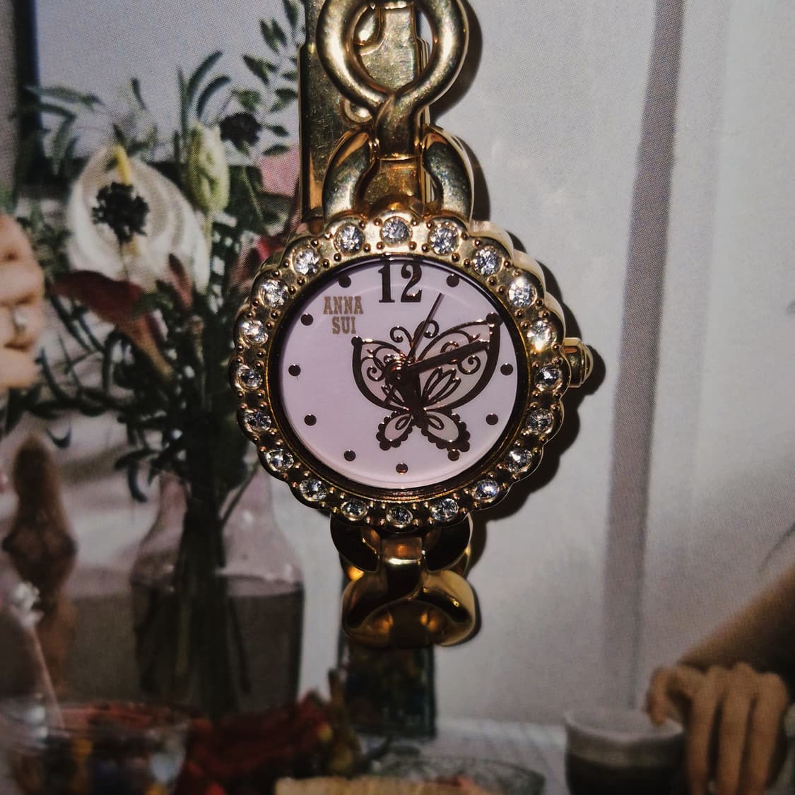 10s 안나수이 핑크 자개 나비 파베 손목시계 상품이미지8