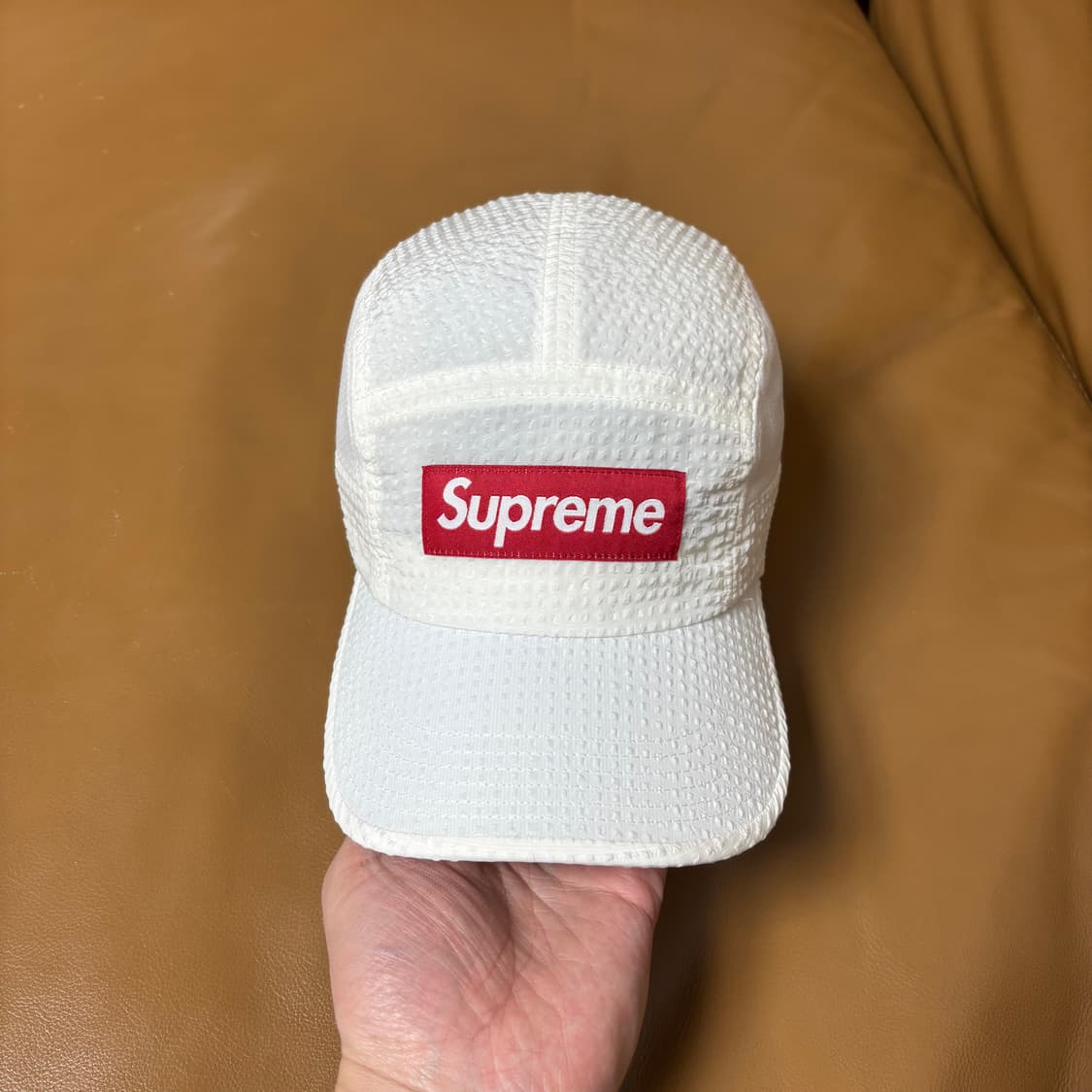 슈프림 캠프캡 모자 박스로고 시어서커 메쉬 화이트 상품이미지2