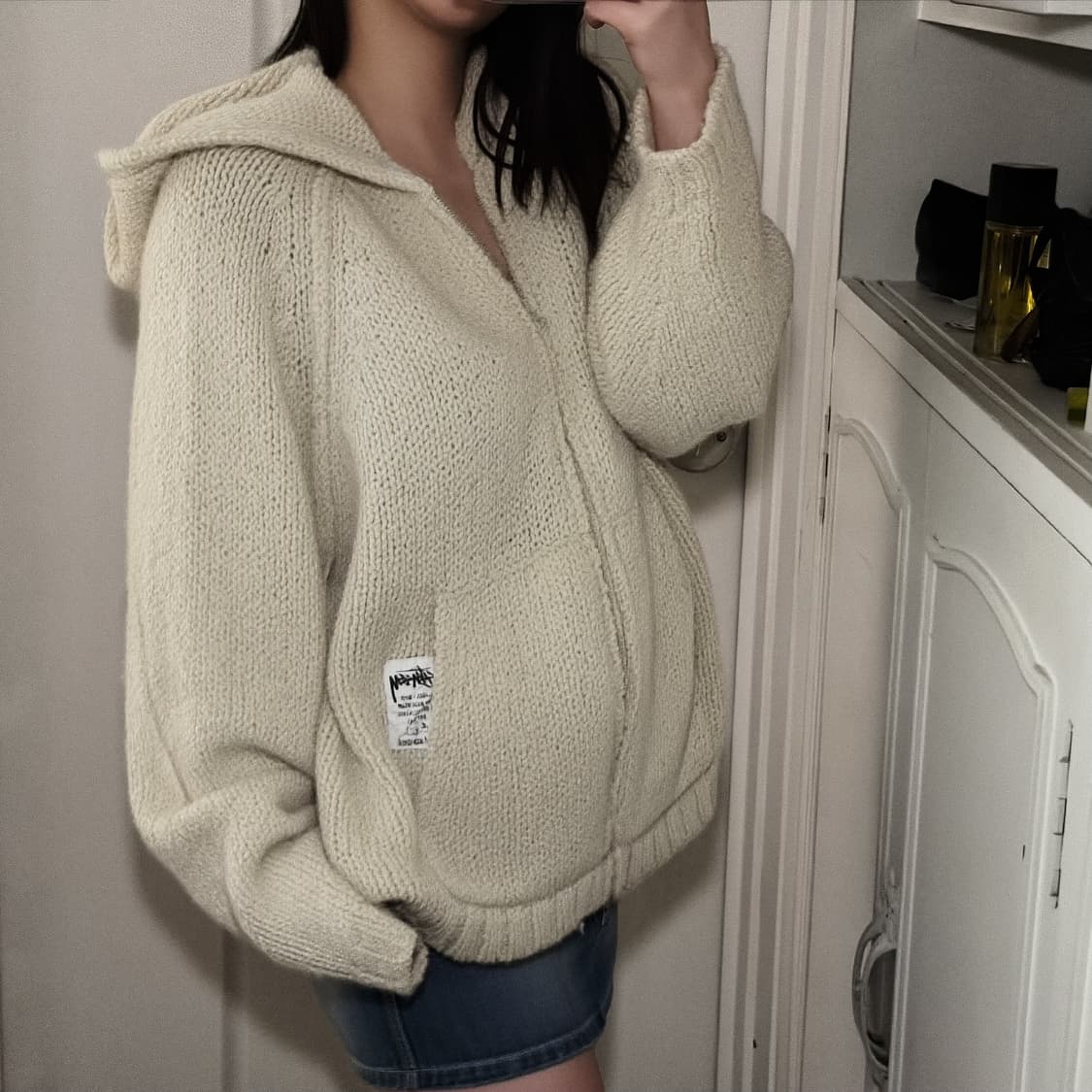 스투시 청키 니트 후드 집업 아이보리  상품이미지1