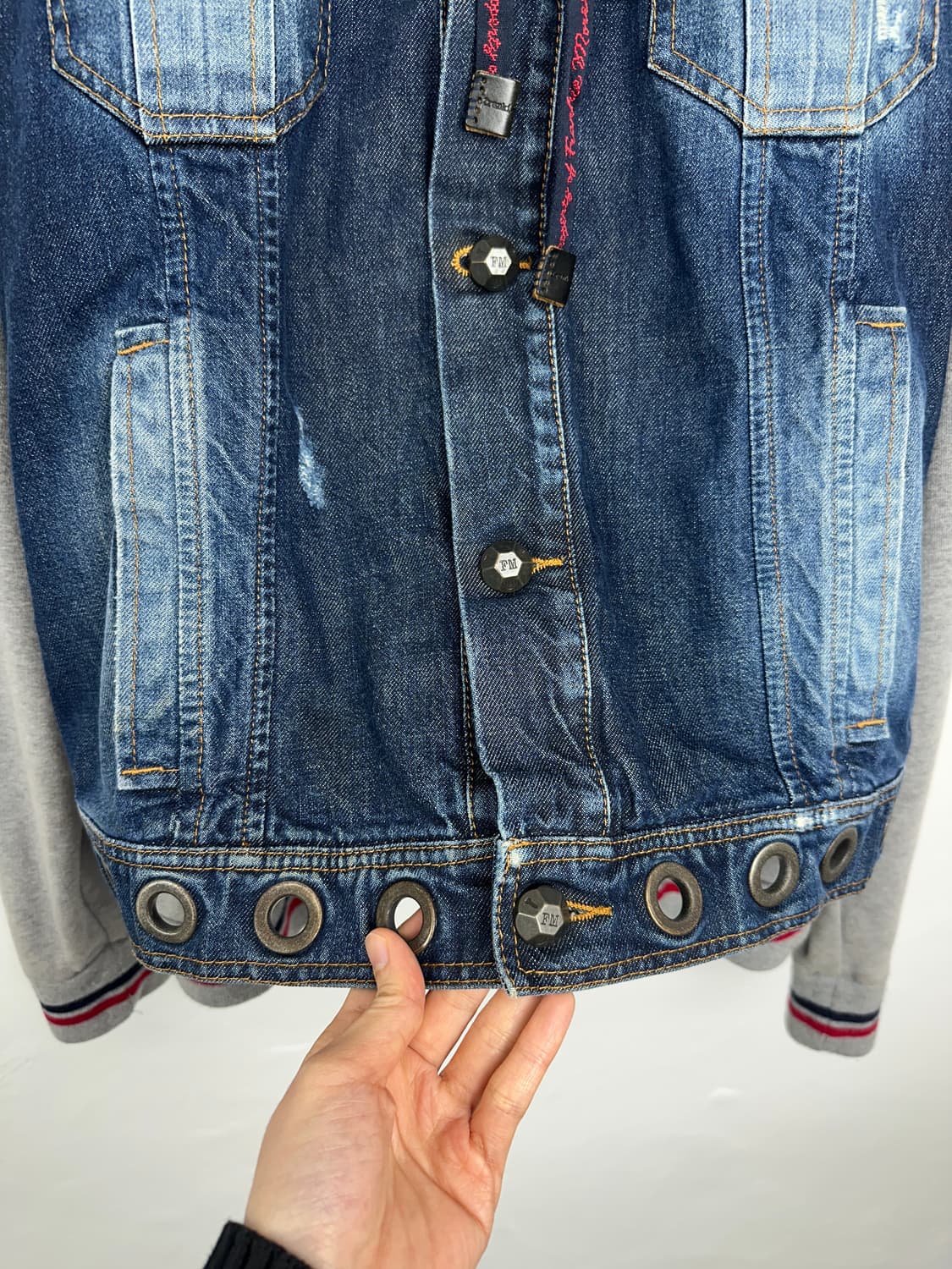 Frankie Morello Layered Denim Skull Zip  상품이미지4