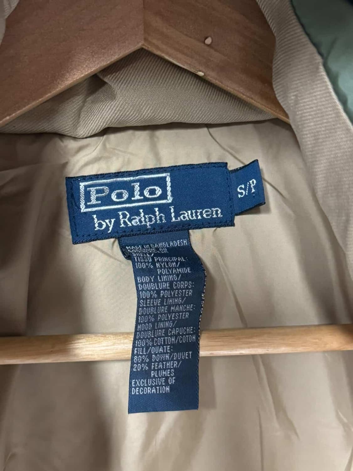 폴로 랄프로렌 카키 유광 패딩 자켓 모자 탈부착 상품이미지6