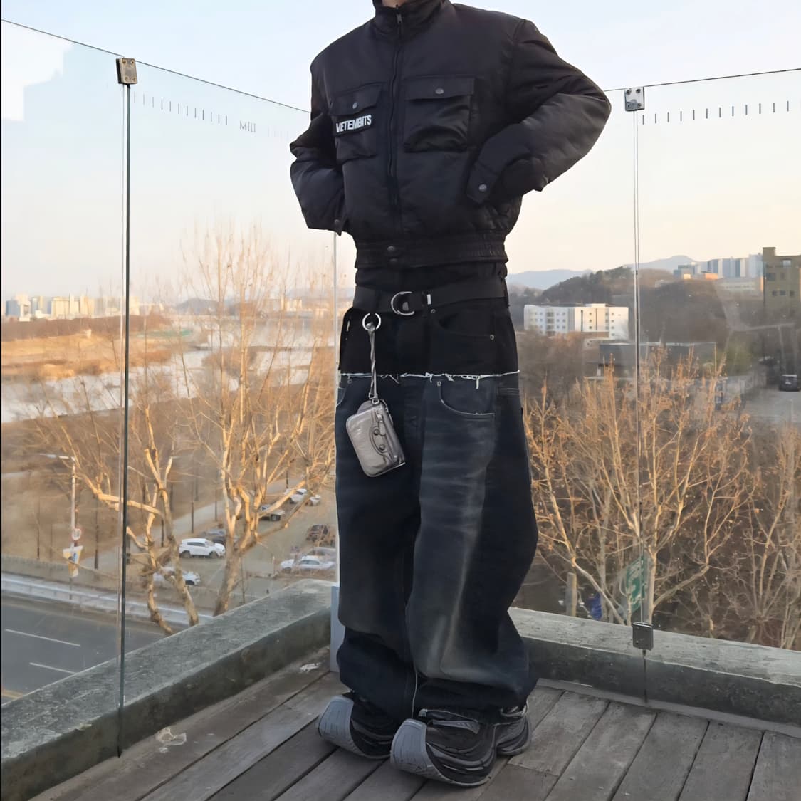 베트멍 112 리버시블 유틸리티 자켓 폴리스 크롭 봄버 블랙 상품이미지3