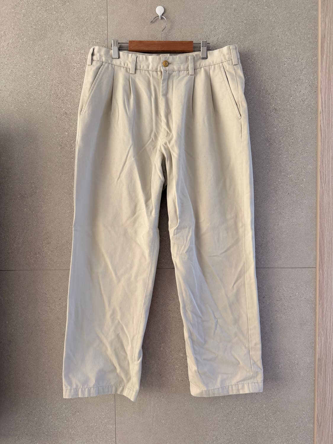 남자 슬랙스 가을겨울 슬랙스 투턱 아이보리 상품이미지1