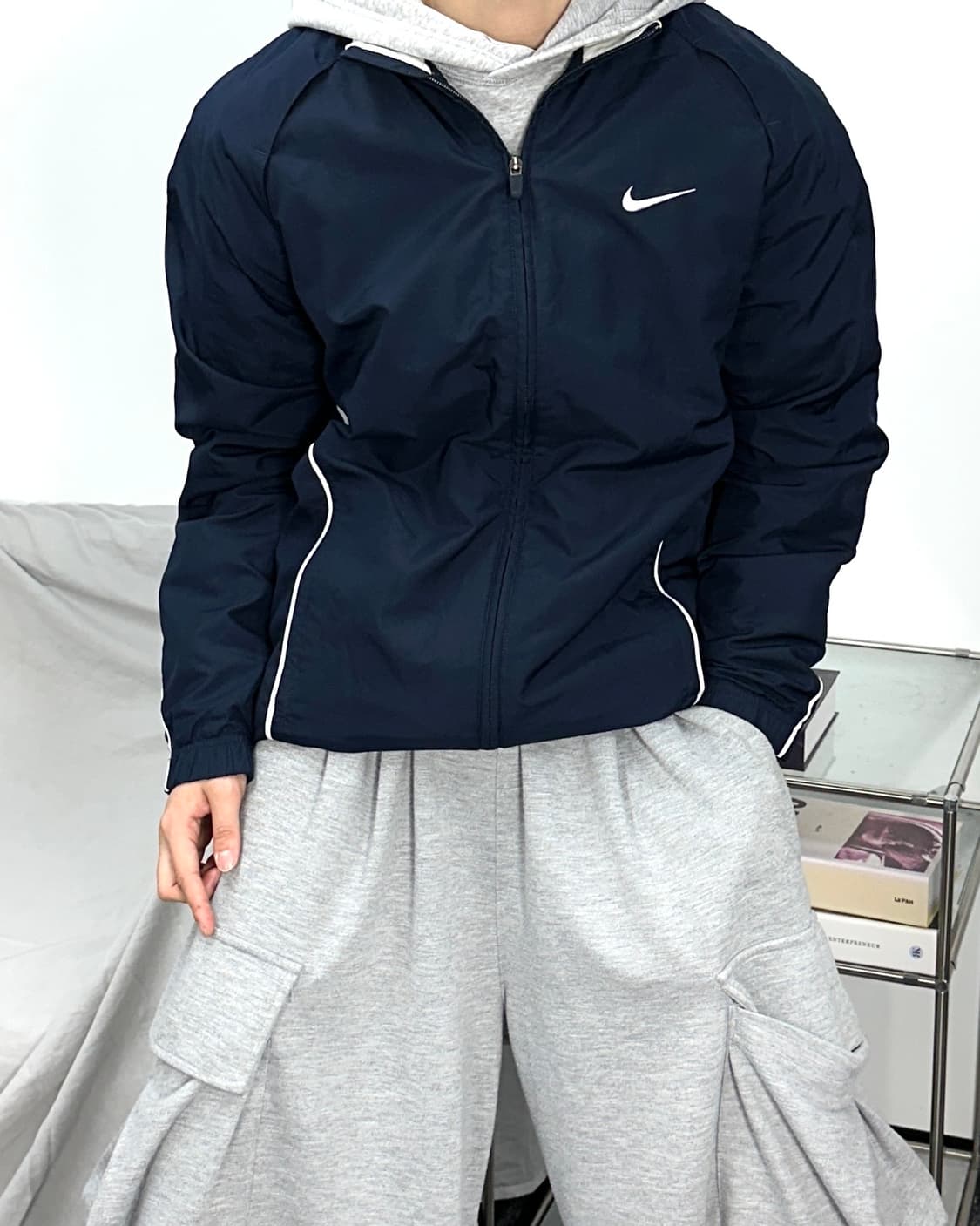 나이키 네이비 올드스쿨 바람막이 L 상품이미지2