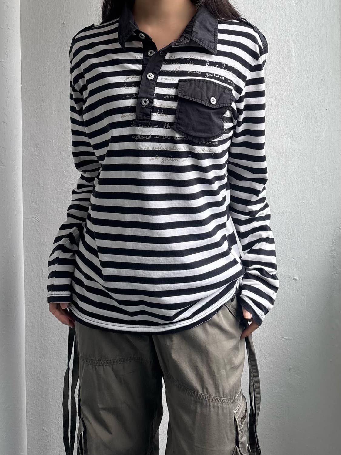 Vintage Pocket Detail Stripe Top 상품이미지2