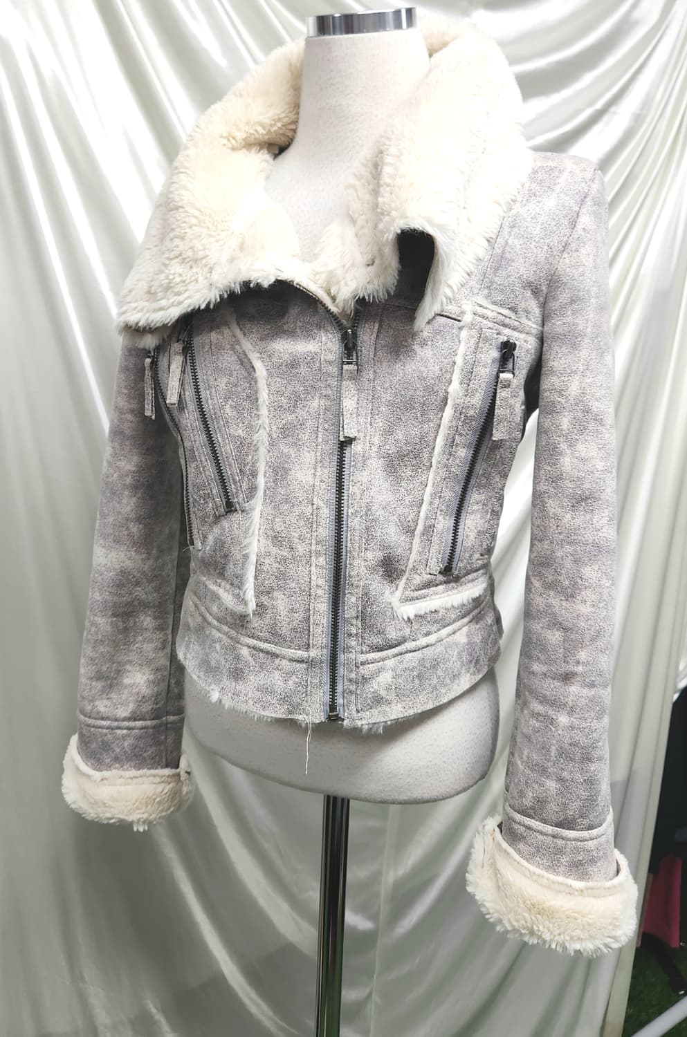 실버워싱 숏무스탕🔥 레어핏 시어링 자켓 상품이미지1