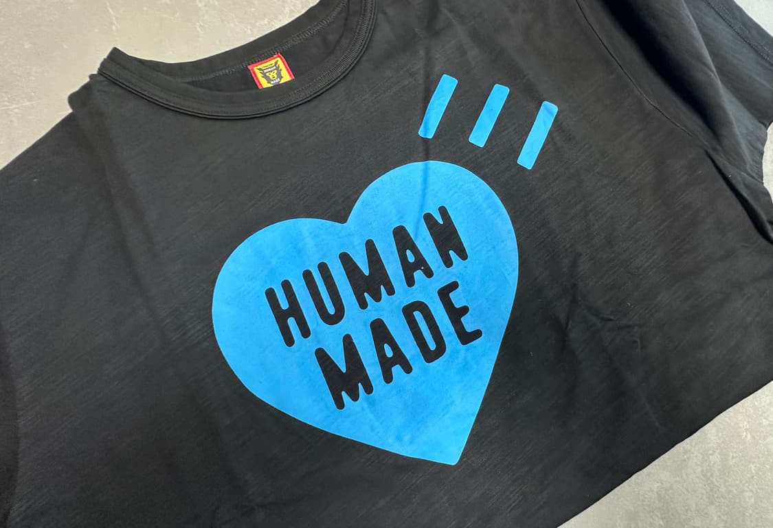 휴먼메이드 블루 하트 로고 반팔 블랙 상품이미지5