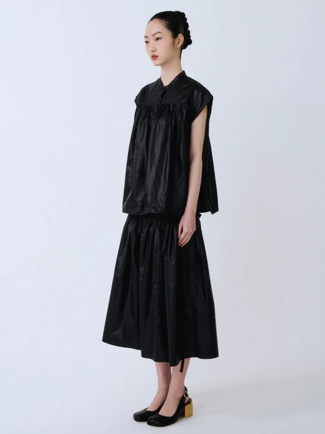 Glossy button wrap skirt 상품이미지2