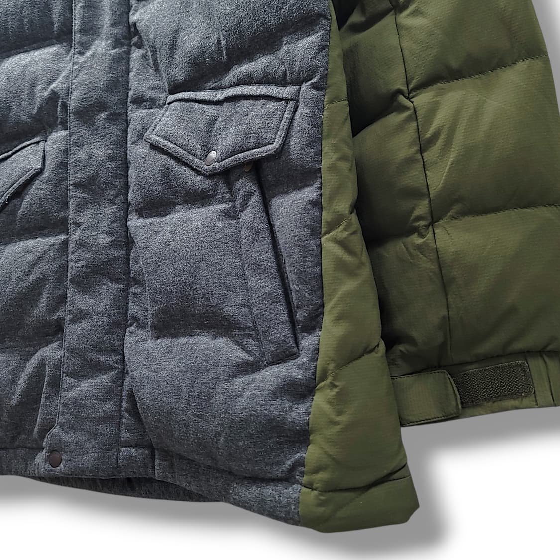 [105] 몽벨 카키 배색 후드 구스다운 패딩 상품이미지6