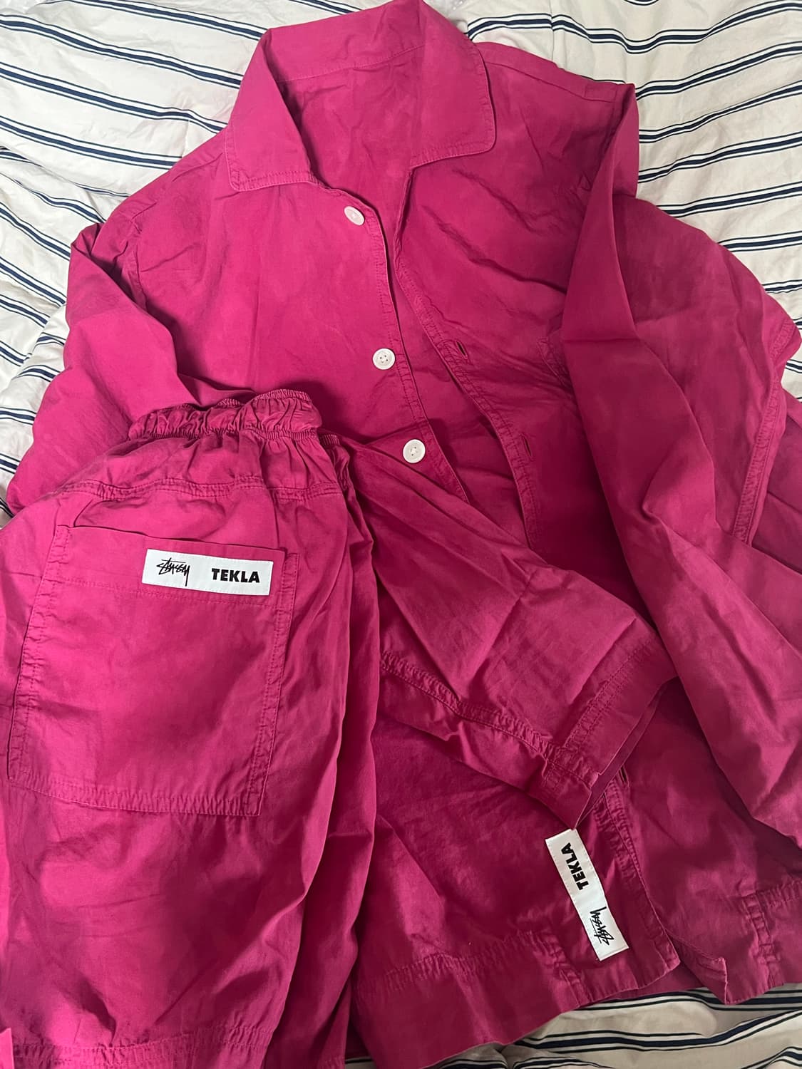 스투시 x 테클라 파자마 셔츠 쇼츠 베리 xxs 상품이미지7