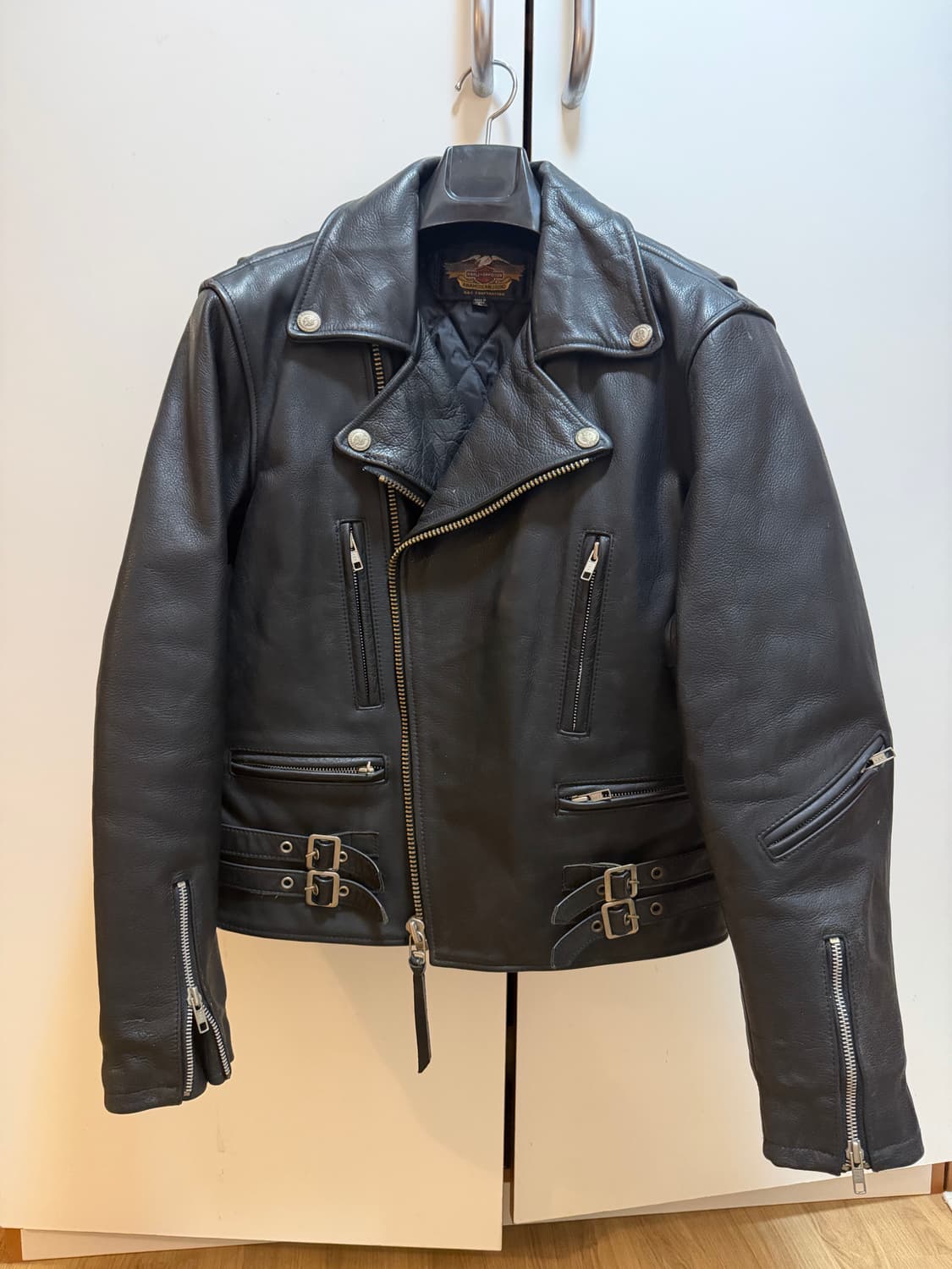 할리데이비슨 블랙 소가죽 라이더자켓 L 에어로레더 홀스하이드 상품이미지1