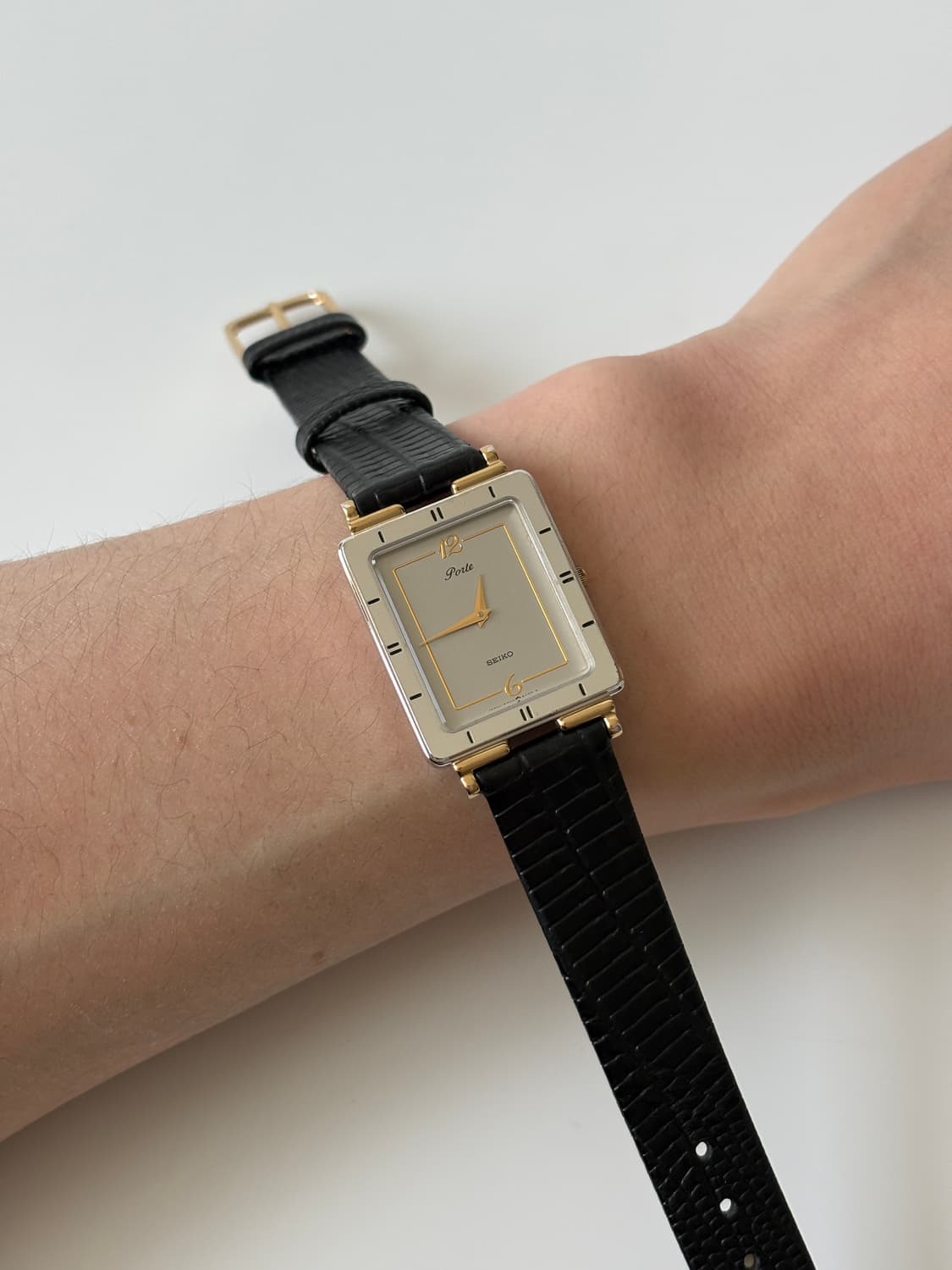 1980년대 Porte 실버 스퀘어 쿼츠 남성 상품이미지6