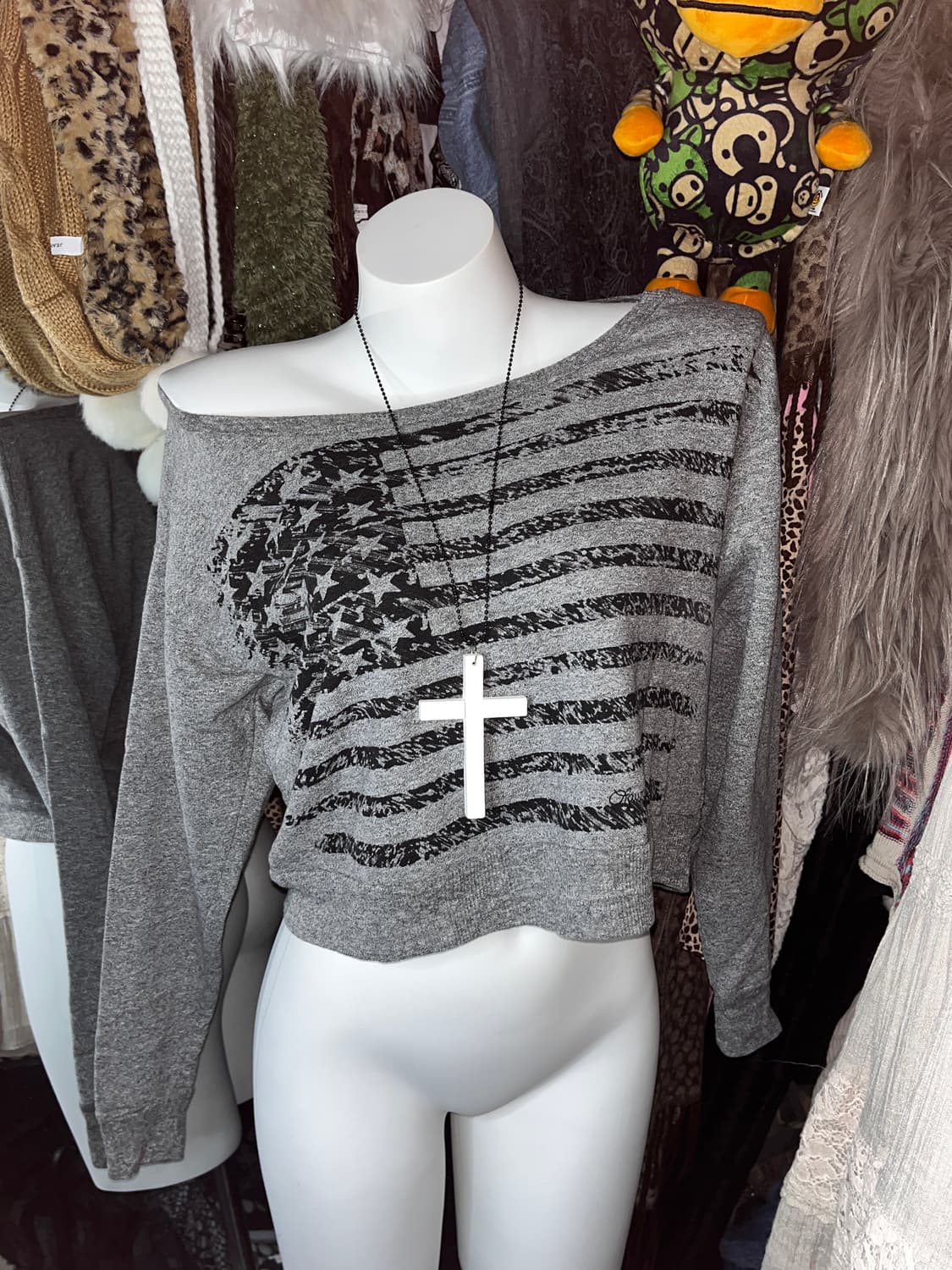 y2k 그런지 크롭 맨투맨 탑 상품이미지1