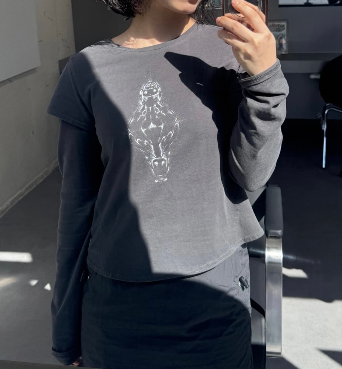 코이세이오 레이어드 롱슬리브 차콜 상품이미지4