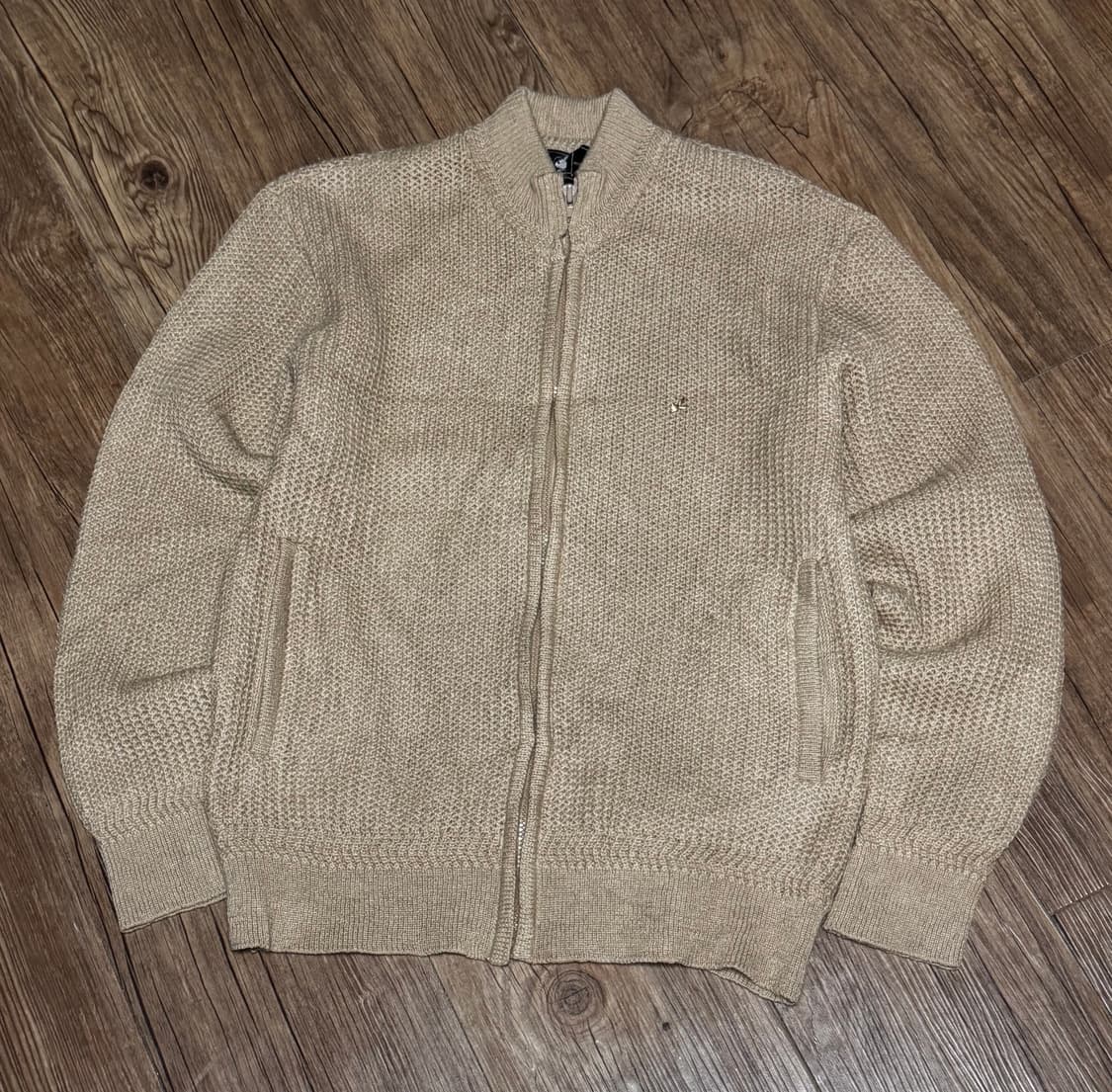 [S] 플레이보이 오트밀 와플 니트 집업 자켓 상품이미지2