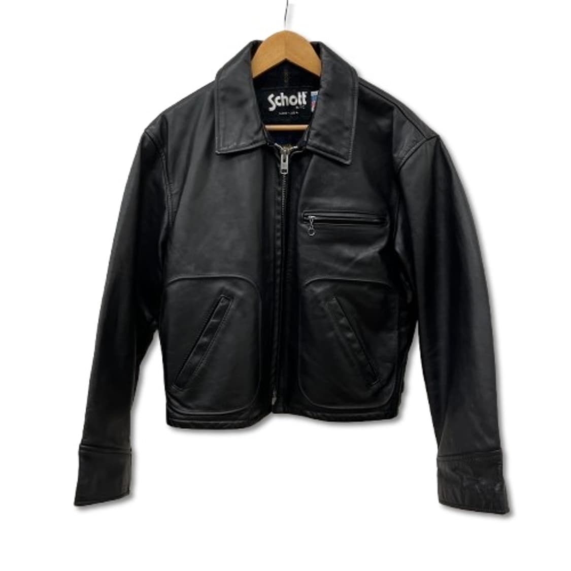 쇼트 리얼 레더 블랙 재킷 상품이미지1