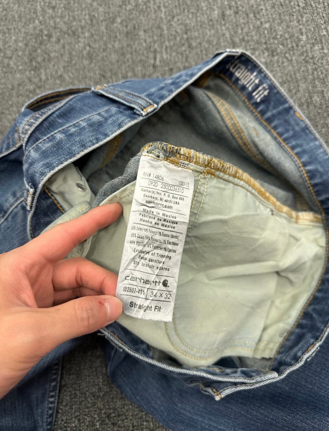 34x32 칼하트 슬림 스트레이트 데님 상품이미지5