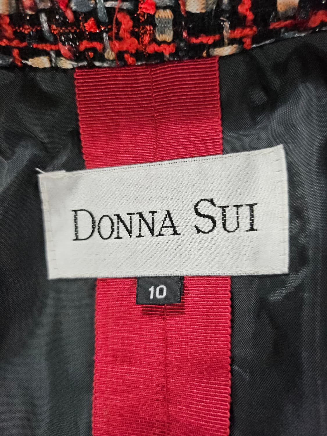 DONNA  SUI  트위드 레드 데님  울 자켓  10  (55 반) 상품이미지4