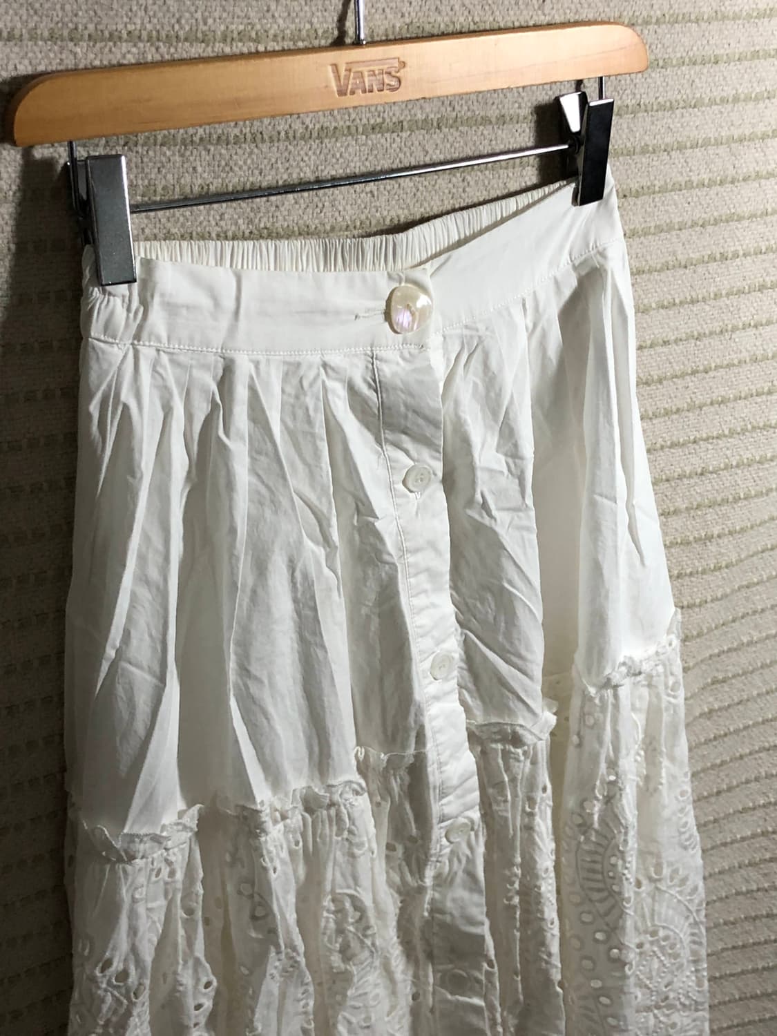 빈티지 화이트 자수 패턴 코튼 모리걸 롱 스커트 상품이미지3