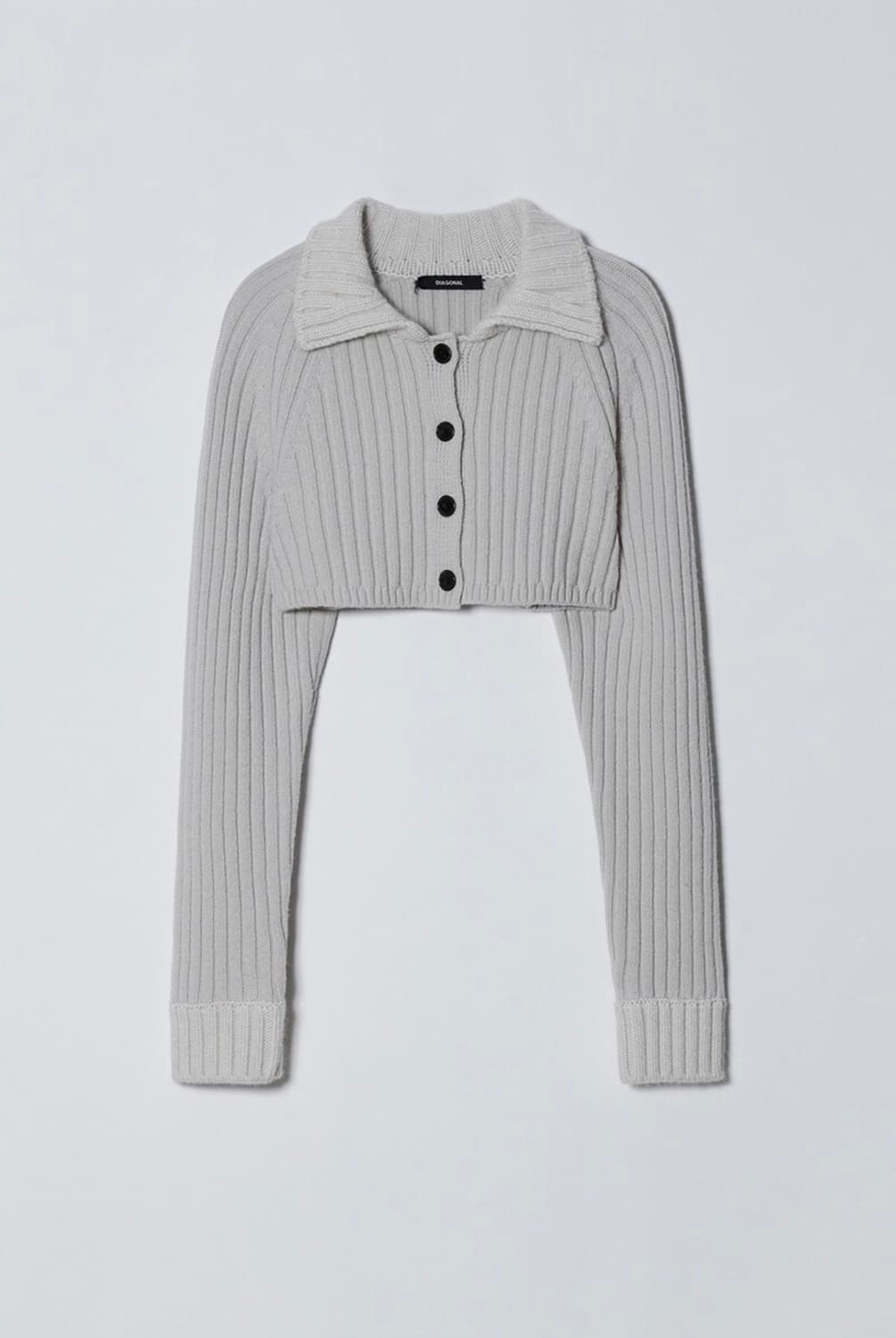택O) 다이애그널 리브드 카라 볼레로 가디건 그레이 상품이미지2