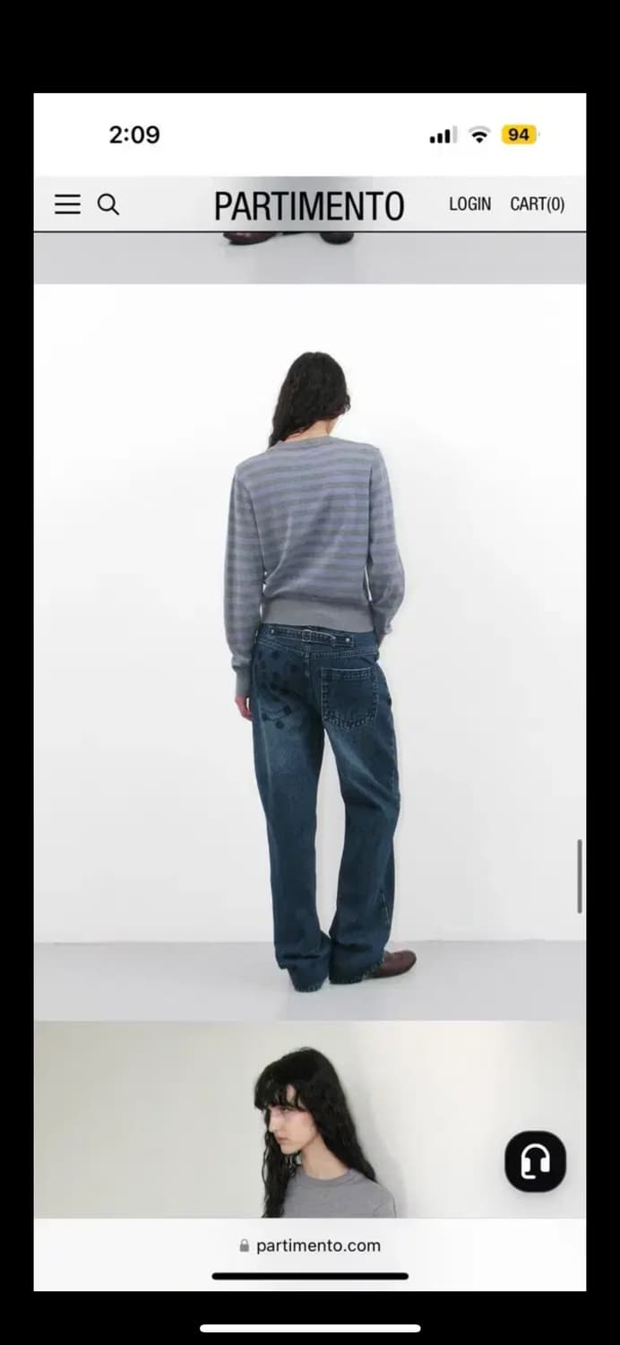 새제품/ 파르티멘토 우먼 스트라이프 니트 스웨터 그레이 멜란지 콘트라스트 상품이미지2