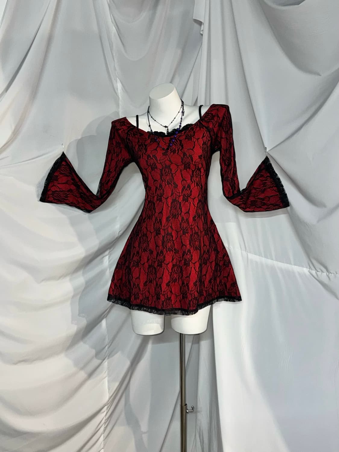 고스고딕 오리엔탈 블랙 레이스 레드 코디세트  상품이미지3