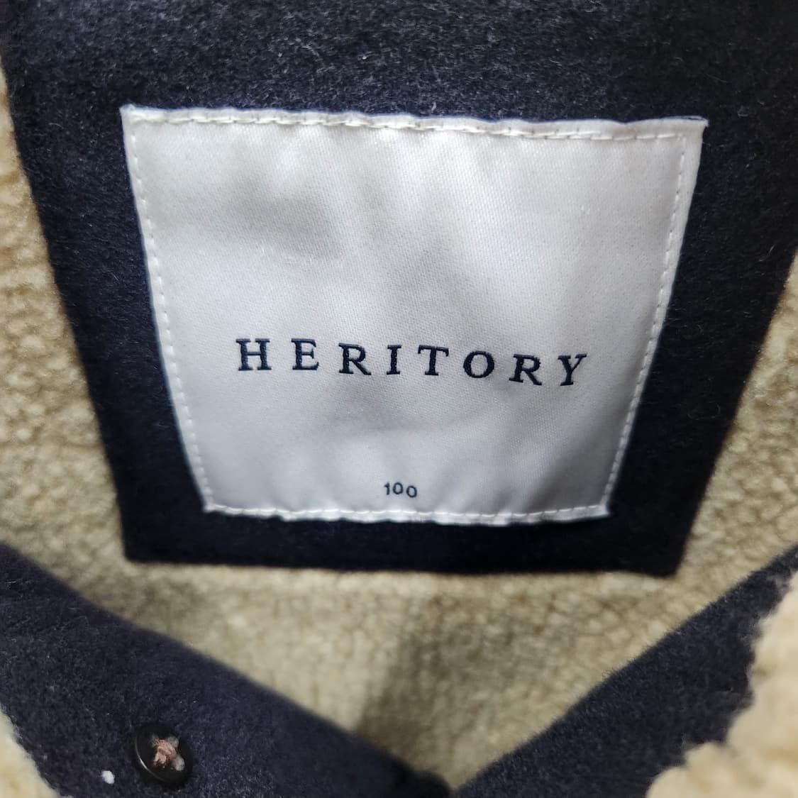 헤리토리 체크 배색 넥(양털) 자켓 L 상품이미지5