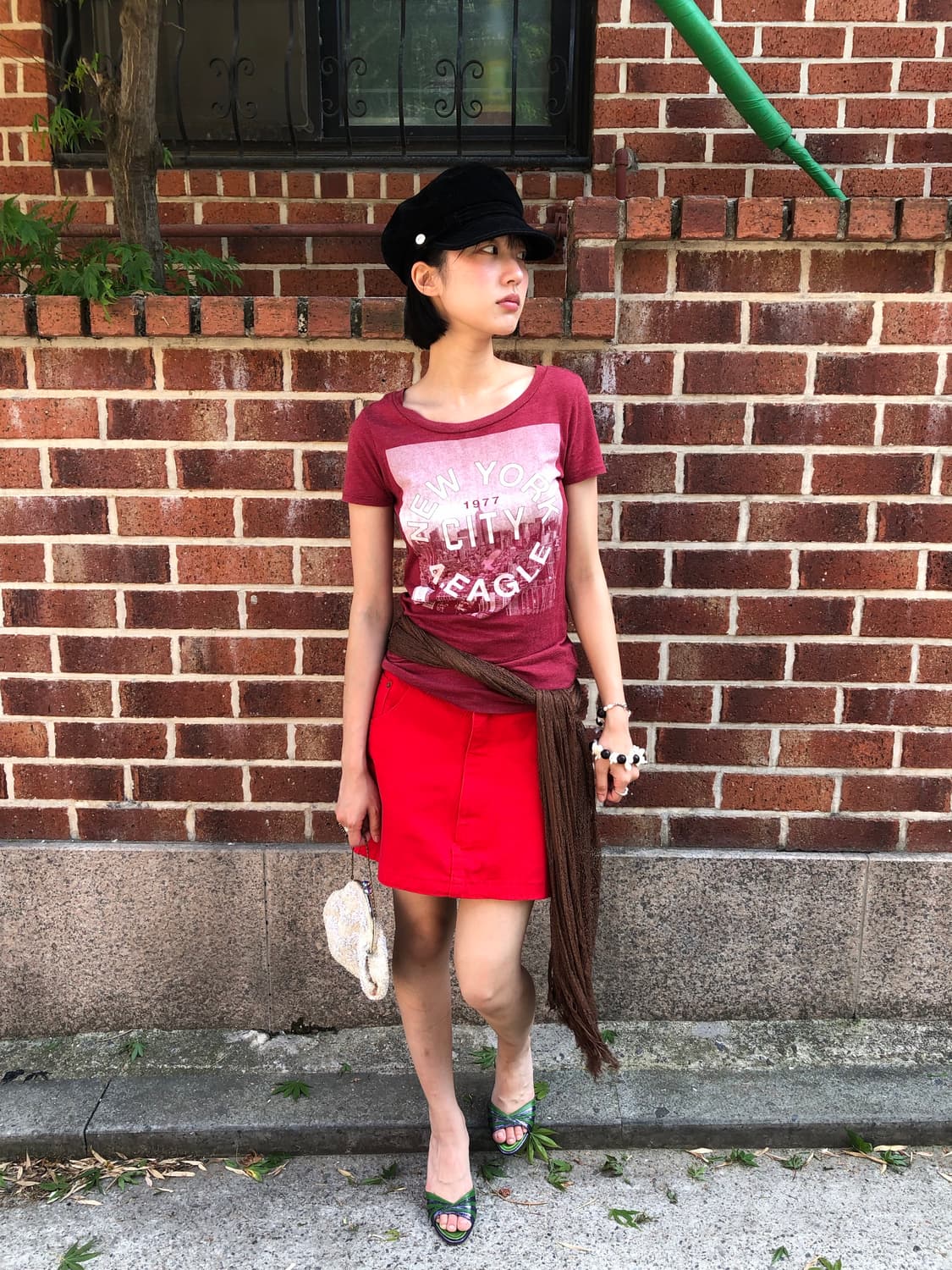 pelle pelle red mini skirt  상품이미지1