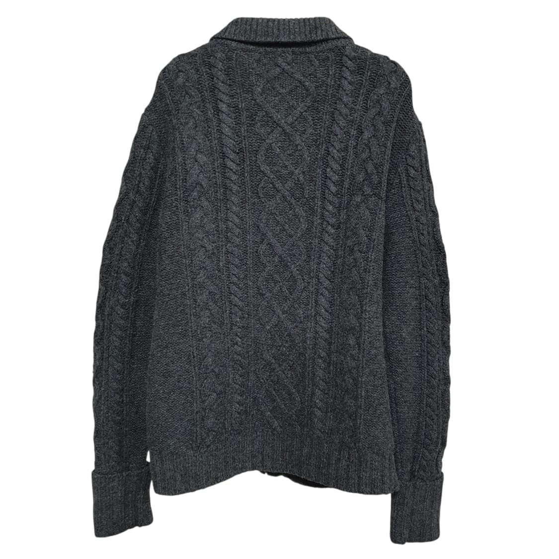 빈티지 갭 100%램스울 케이블 니트 집업 그레이 아메카지 상품이미지6