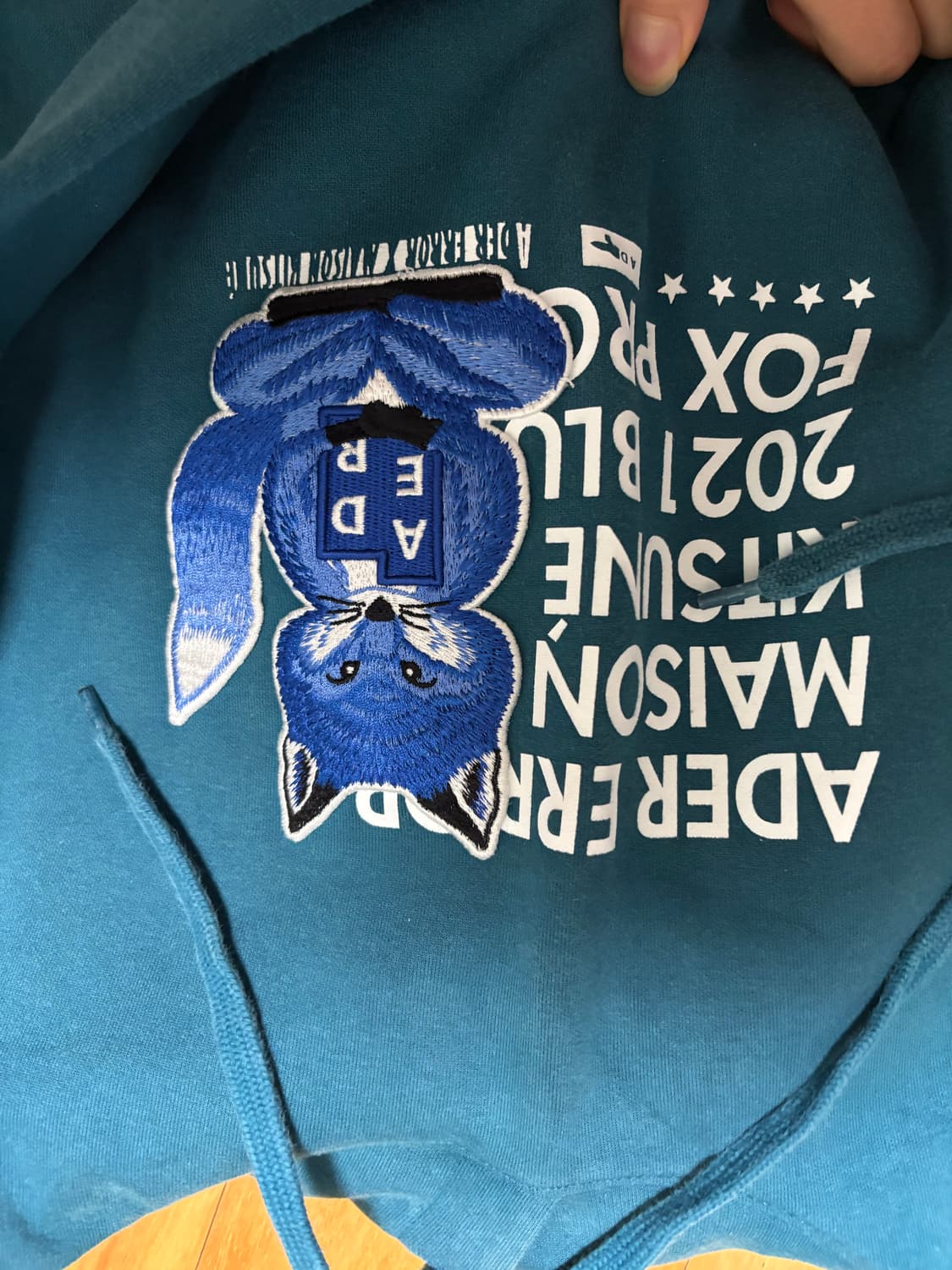 A2 메종키츠네 아더에러 폭스 후드 티셔츠 터콰이즈 상품이미지4