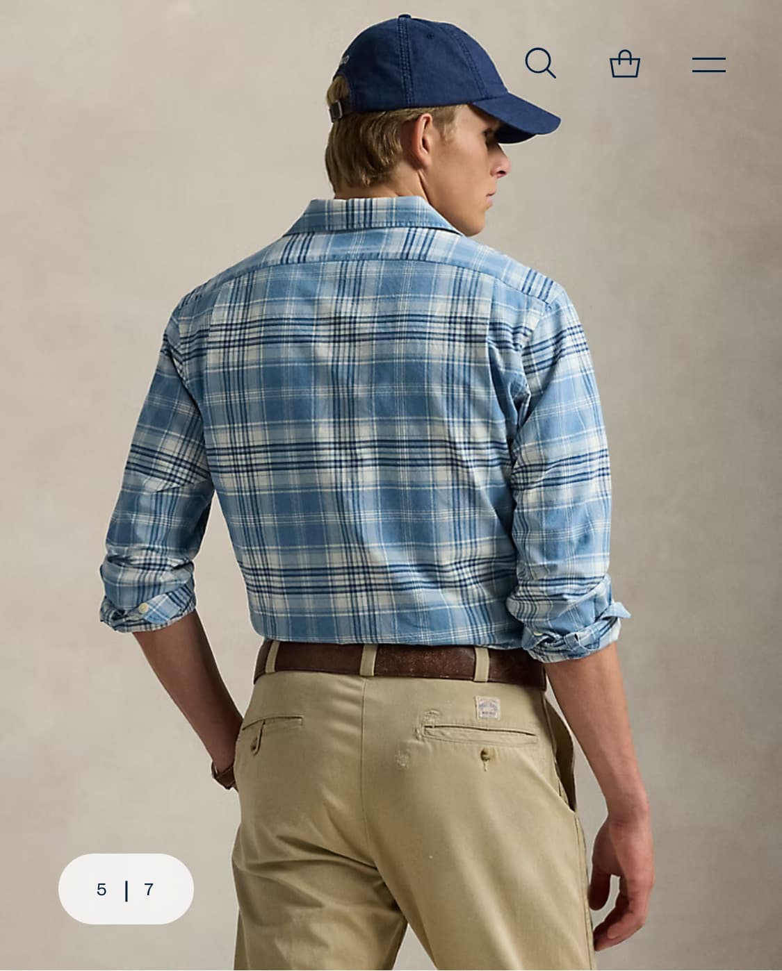 [M] 폴로 랄프로렌 클래식핏 인디고 플래드 캠프 셔츠 상품이미지6