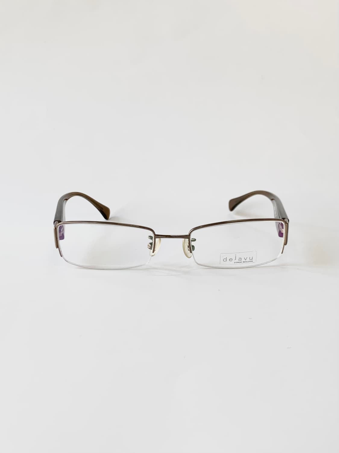 [픽키-636] 데자뷰 브라운 하프림 안경 클래식 메탈 프레임  상품이미지3