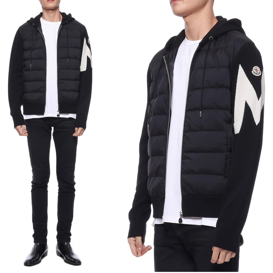 [S+급/2XL] 몽클레어 슬리브 후드 니트패딩 블랙 상품이미지8