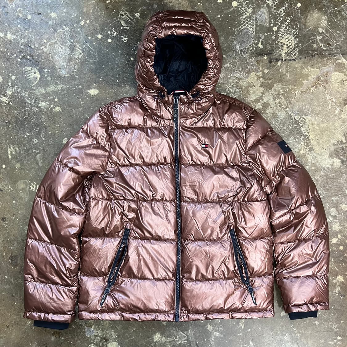 L) 타미힐피거 글로시 브론즈 푸퍼자켓 패딩점퍼 상품이미지1