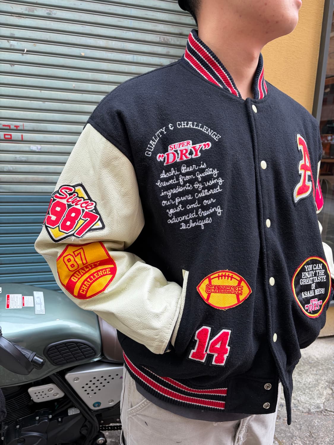 Super dry Asahi patch varsity jacket 상품이미지4