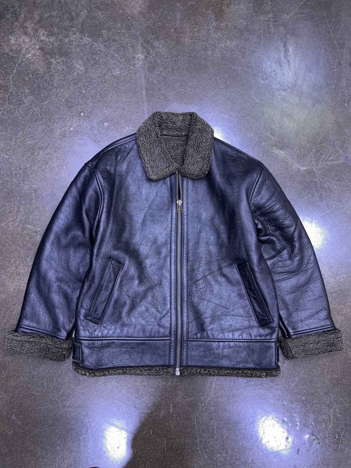 SD 빈티지 양가죽 무스탕 자켓 블랙 L 상품이미지1