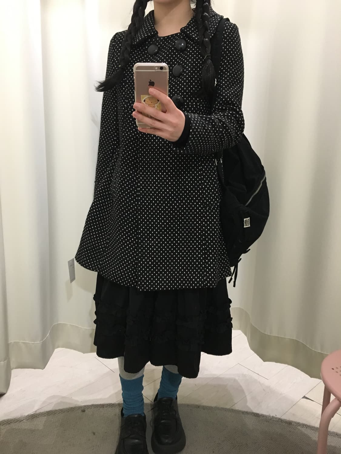 사와코 도트 더블 코트 상품이미지5