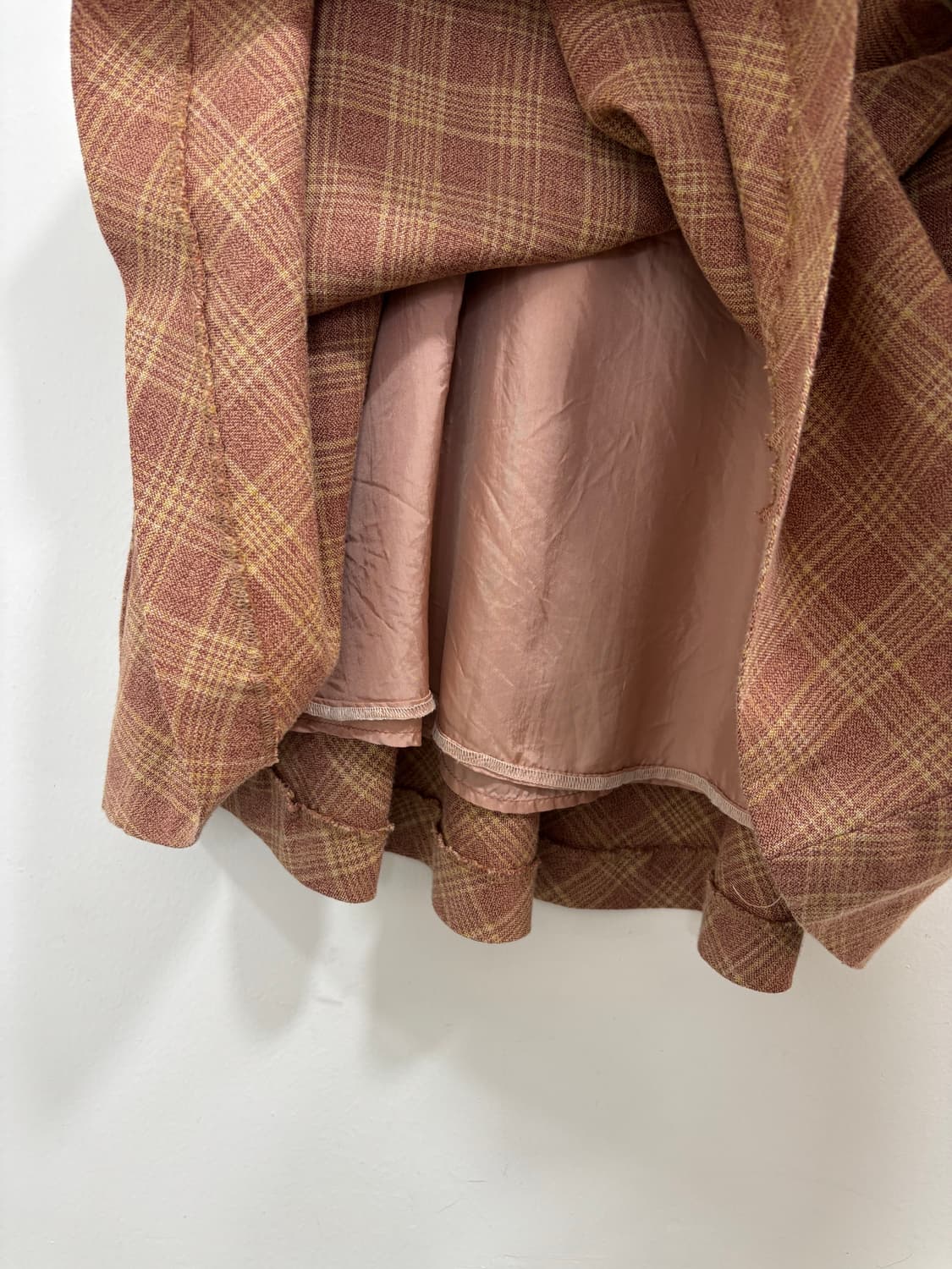 일본 빈티지 핑크 체크 스커트 치마 상품이미지5