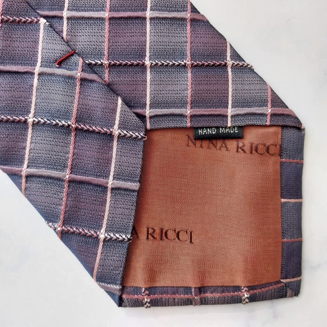 니나리치 실크 퍼플 체크 넥타이 9.5cm A+등급 K2212
 상품이미지7