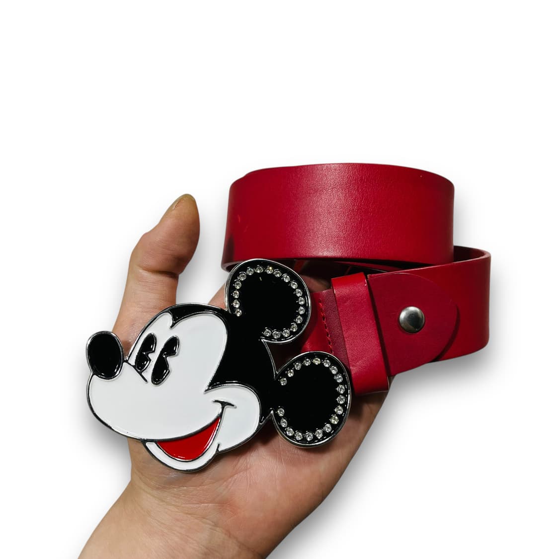 미키 마우스 쥬얼리 버클 레드 빈티지 레더 벨트 상품이미지3