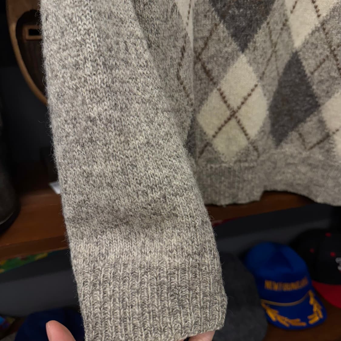 80s 스코틀랜드 아가일 패턴 퓨어 울 빈티지 니트 상품이미지5