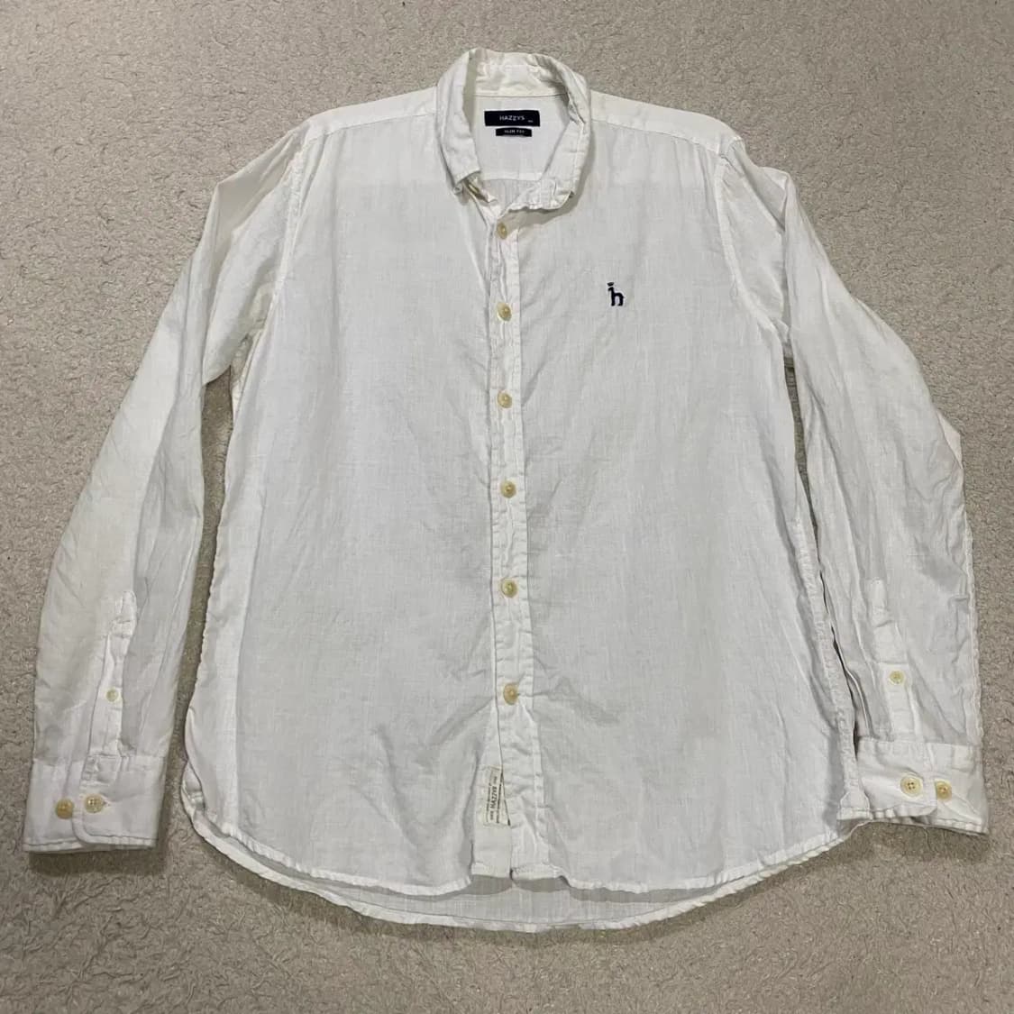 헤지스 린넨 셔츠 슬림핏 화이트 100 상품이미지1