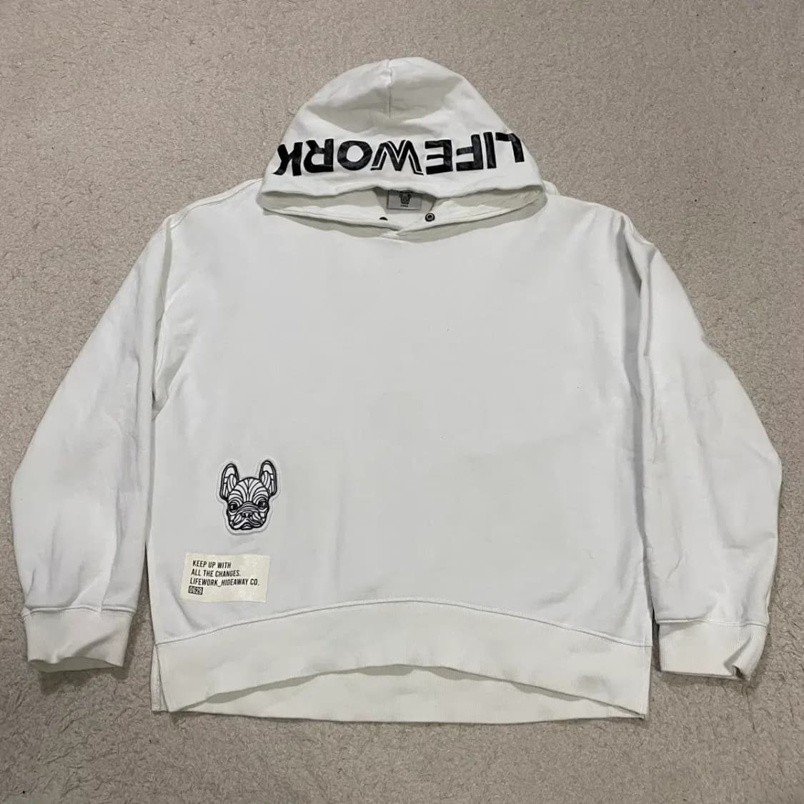 라이프워크 화이트 후드티 강아지 패치 상품이미지1