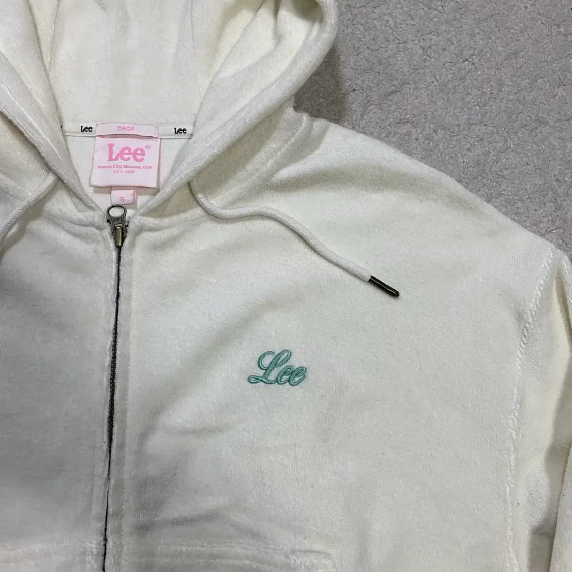 Lee 리 아이보리 크롭 후드 집업 s 상품이미지2