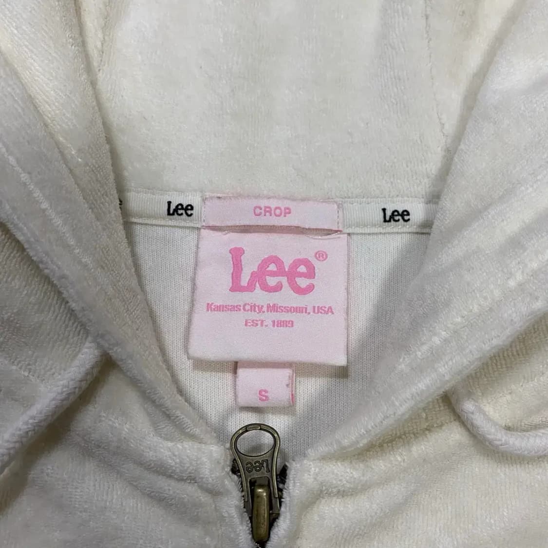 Lee 리 아이보리 크롭 후드 집업 s 상품이미지3