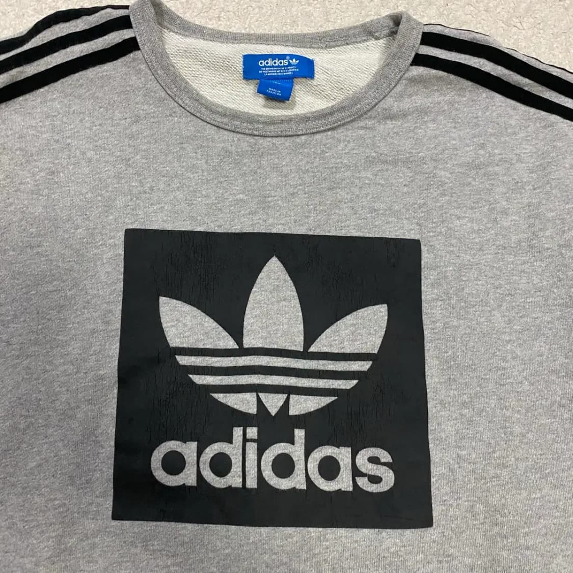 아디다스 트레포일 삼선 맨투맨 회색 100 상품이미지2