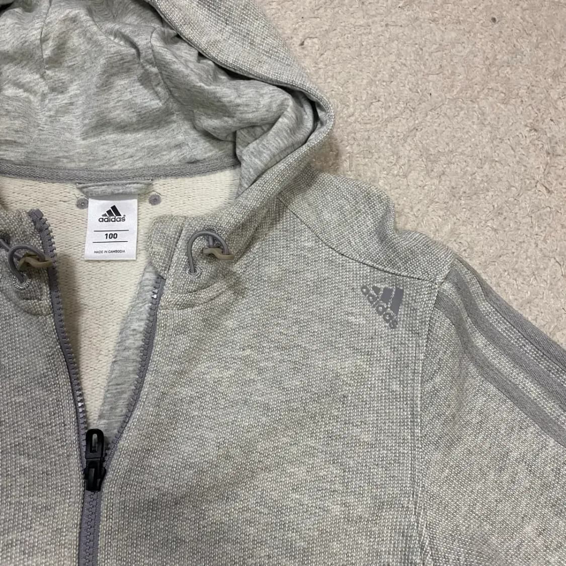 아디다스 회색 삼선 후드집업 기모 100 상품이미지2