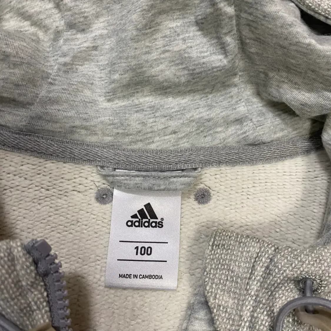 아디다스 회색 삼선 후드집업 기모 100 상품이미지3